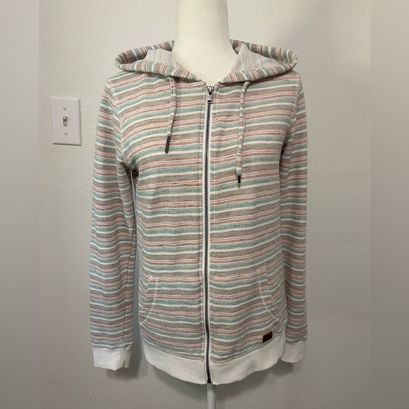 Roxy women's M terry cloth stripe full zip hoodie EUC - Picture 5 of 8